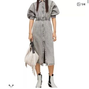 All Saints Osa Denim Midi Dress Washed Gray size 6